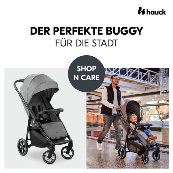 Hauck 2in1 Kinderwagen-Set Shop n Care Duo Set - inkl. Maxi-Cosi i-Size Cabriofix, Adapter + GRATIS Spieltier XL & Buggybuch mit Beißecke - Grey