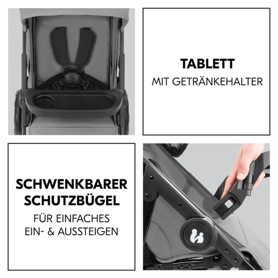 Hauck 2in1 Kinderwagen-Set Shop n Care Duo Set - inkl. Maxi-Cosi i-Size Cabriofix, Adapter + GRATIS Spieltier XL & Buggybuch mit Beißecke - Grey