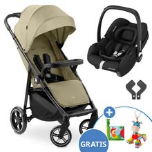 2in1 Kinderwagen-Set Shop n Care Duo Set - inkl. Maxi-Cosi i-Size Cabriofix, Adapter + GRATIS Spieltier XL & Buggybuch mit Beißecke - Olive