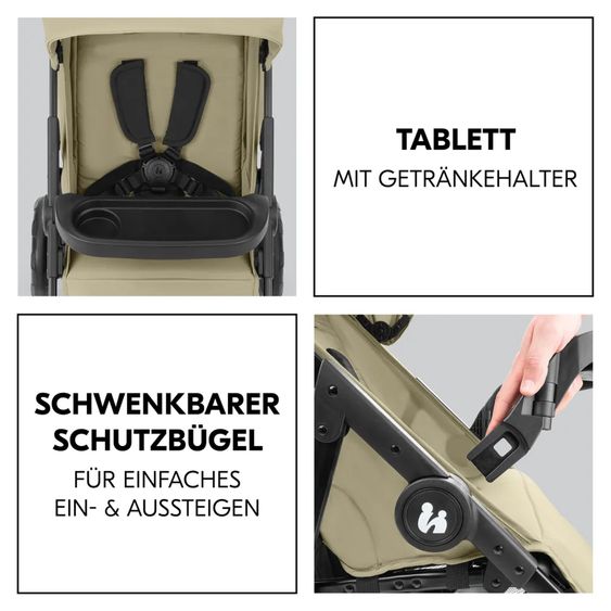 Hauck 2in1 Kinderwagen-Set Shop n Care Duo Set - inkl. Maxi-Cosi i-Size Cabriofix, Adapter + GRATIS Spieltier XL & Buggybuch mit Beißecke - Olive