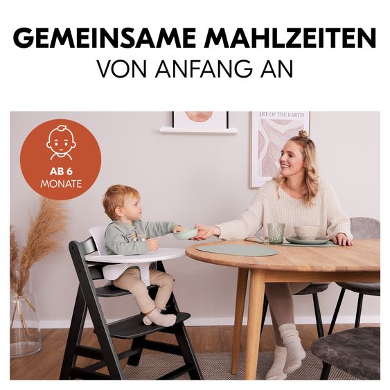 Hauck 3-tlg. Alpha Plus Sparset - Hochstuhl + Baby Seat + Essbrett - Black