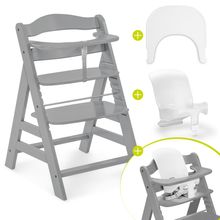 Set risparmio 3 pz Alpha Plus - Seggiolone + Seggiolino per neonati + Vassoio per pasti - Grigio