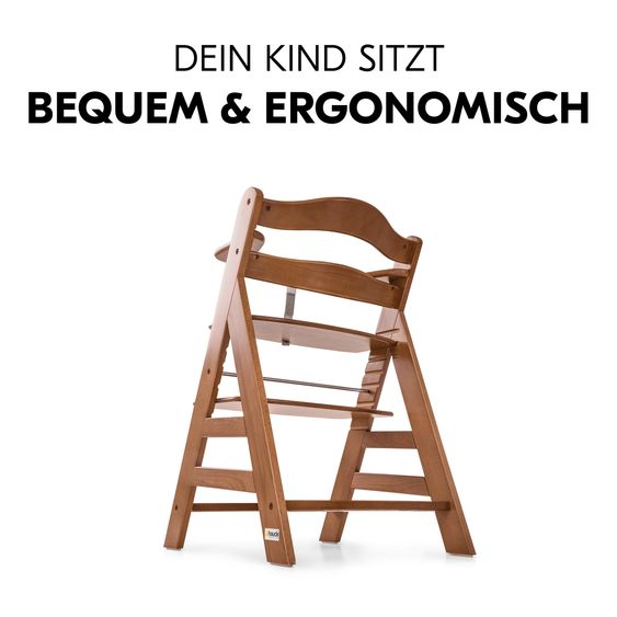 Hauck Set Économique Alpha Plus 3 Pièces - Chaise Haute + Siège Bébé + Plateau Repas - Noix