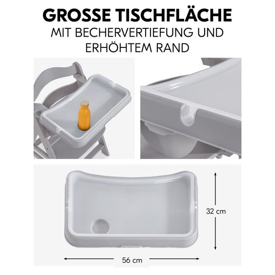 Hauck Set risparmio Alpha Plus 3 pz. - Seggiolone + Vassoio Alpha Tray + Cuscino Deluxe in Melange Charcoal - Grigio