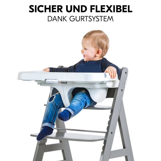 Hauck Set risparmio Alpha Plus 3 pz. - Seggiolone + Vassoio Alpha Tray + Cuscino Deluxe in Melange Charcoal - Grigio