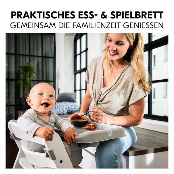 Hauck Set risparmio Alpha Plus 3 pz. - Seggiolone + Vassoio Alpha Tray + Cuscino Deluxe in Melange Charcoal - Grigio