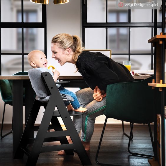 Hauck 3-pc Alpha Plus Value Set - Highchair + Click Tray + Seat Cushion in Melange Charcoal - Black