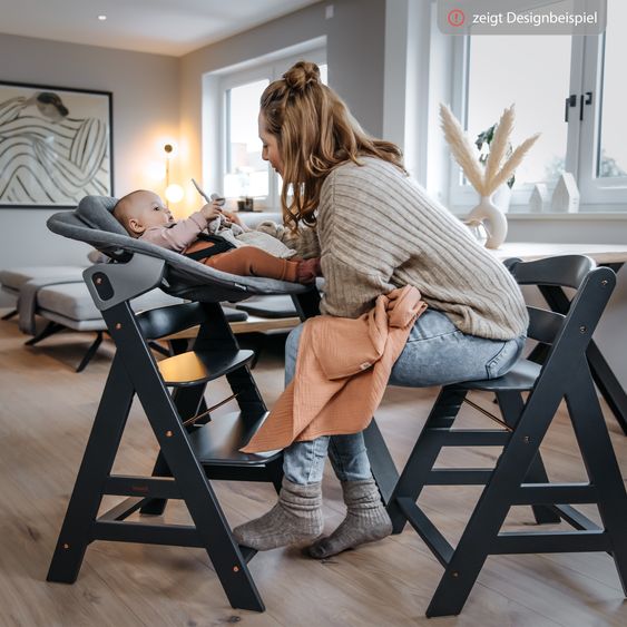 Hauck 3-pc Alpha Plus Value Set - Highchair + Click Tray + Seat Cushion in Melange Charcoal - Black