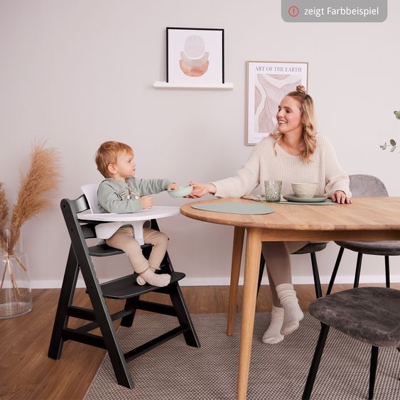 Hauck 3-pc Alpha Plus Value Set - Highchair + Click Tray + Seat Cushion in Melange Charcoal - Black