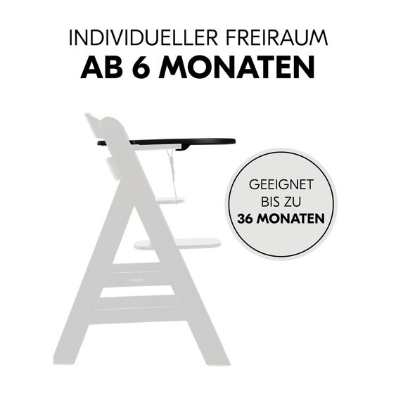 Hauck 3-pc Alpha Plus Value Set - Highchair + Click Tray + Seat Cushion in Melange Charcoal - Black