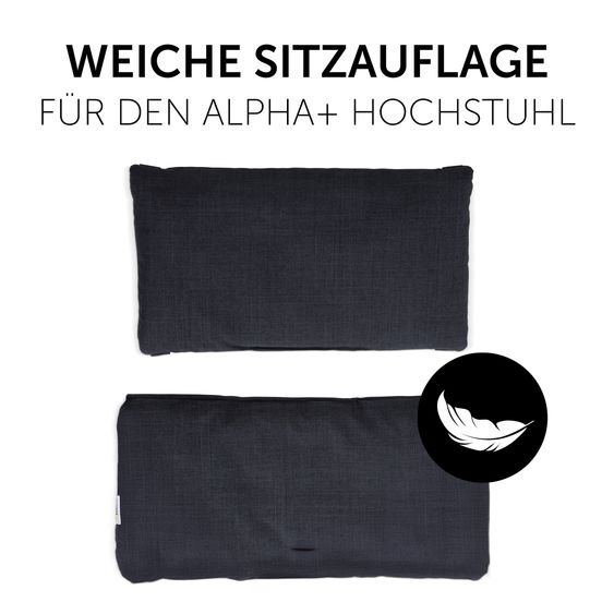 Hauck 3-tlg. Alpha Plus Sparset - Hochstuhl + Essbrett Wooden Tray + Sitzkissen Deluxe in Melange Charcoal - Mint