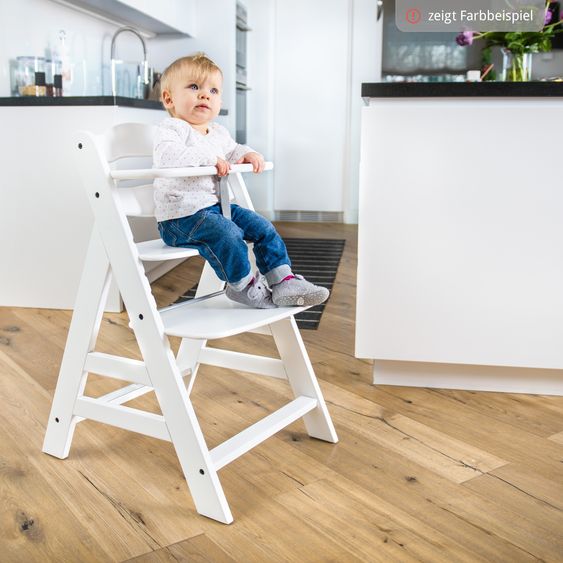 Hauck 3-tlg. Alpha Plus Sparset - Hochstuhl + Essbrett Wooden Tray + Sitzkissen Deluxe in Melange Charcoal - Mint