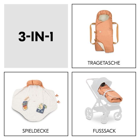 Hauck 3in1 Babynest - Carry N Play - Tragetasche, Fußsack und Spieldecke für Kinderwagen und Buggy - Dots Cork