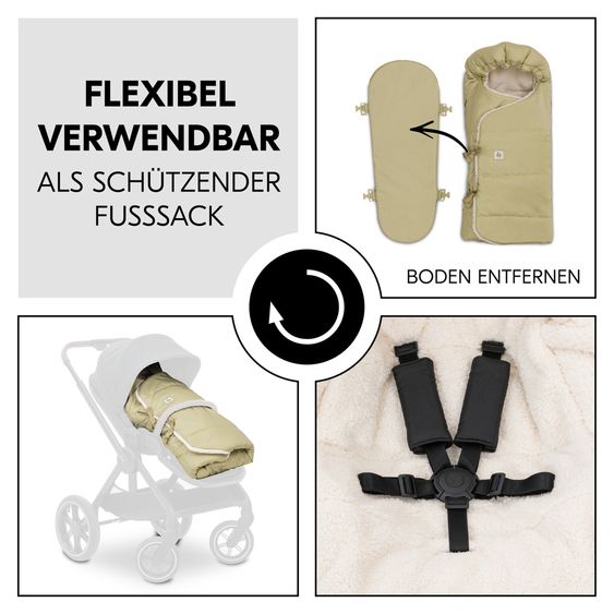 Hauck Nido per bebè 3in1 - Carry N Play - Navicella, coprigambe e tappetino per carrozzina e passeggino - Teddy Fleece Verde