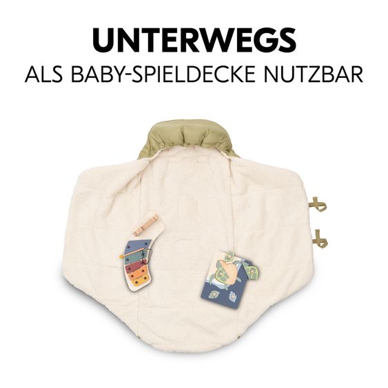 Hauck Nido per bebè 3in1 - Carry N Play - Navicella, coprigambe e tappetino per carrozzina e passeggino - Teddy Fleece Verde