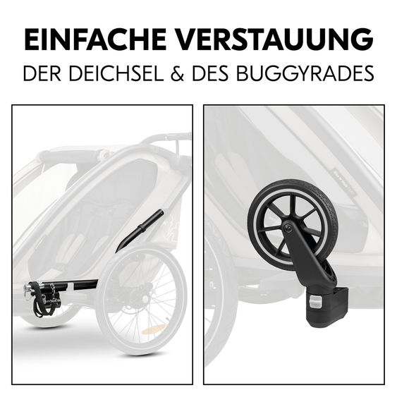 Hauck 3in1 Fahrradanhänger Bike N Walk Duo für 2 Kinder (bis 44 kg) - Bike Trailer, City Buggy & Jogger - Light Grey