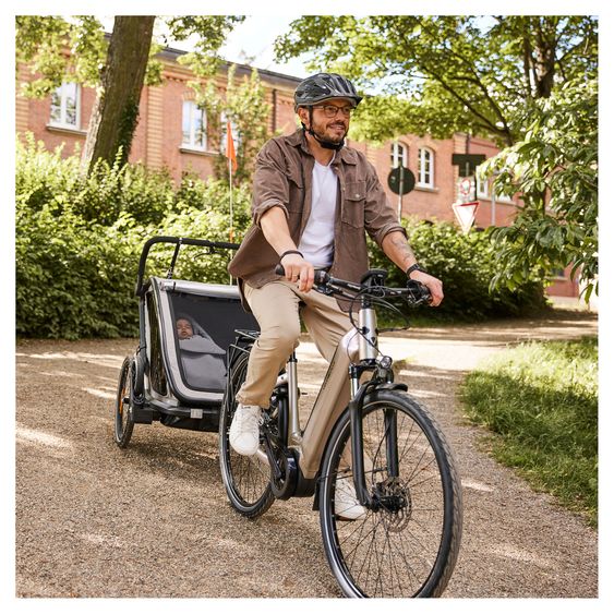 Hauck 3in1 Fahrradanhänger Bike N Walk Duo für 2 Kinder (bis 44 kg) - Bike Trailer, City Buggy & Jogger - Light Grey