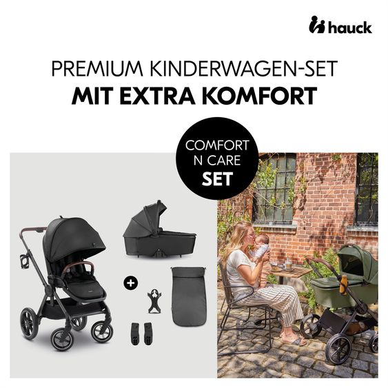 Hauck 3in1 Kinderwagen-Set Comfort N Care Trio Set - inkl. i-Size Babyschale Drive N Care - Black