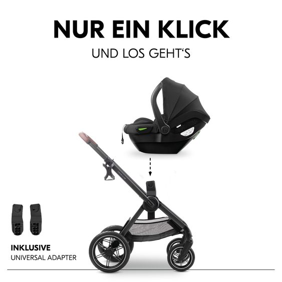 Hauck 3in1 Kinderwagen-Set Comfort N Care Trio Set - inkl. i-Size Babyschale Drive N Care - Black