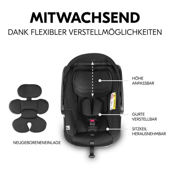 Hauck 3in1 Kinderwagen-Set Comfort N Care Trio Set - inkl. i-Size Babyschale Drive N Care - Black