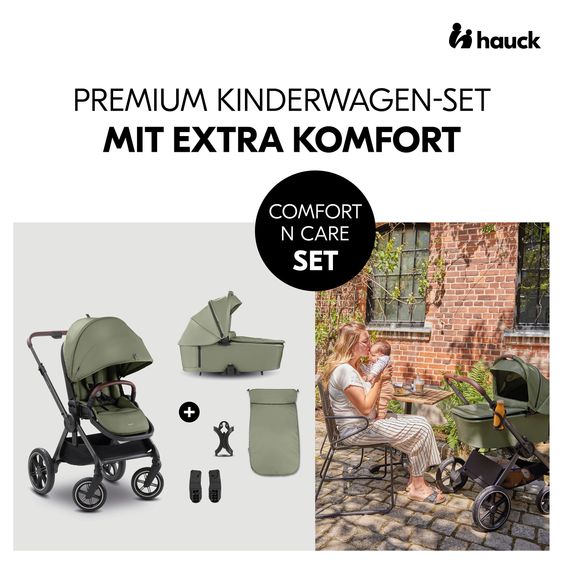 Hauck 3in1 Kinderwagen-Set Comfort N Care Trio Set - inkl. i-Size Babyschale Drive N Care - Olive