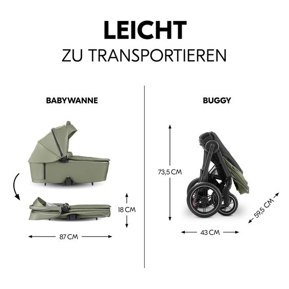 Hauck 3in1 Kinderwagen-Set Comfort N Care Trio Set - inkl. i-Size Babyschale Drive N Care - Olive
