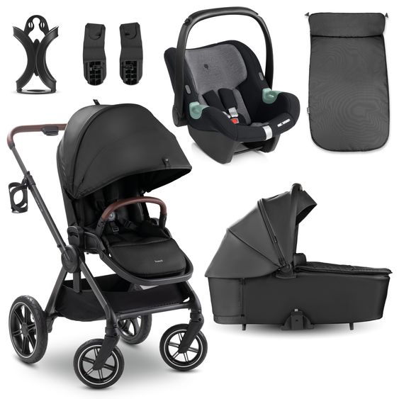 Hauck Set passeggino 3in1 Comfort N Care Trio Set - incl. Seggiolino auto per neonati i-Size Tulip - Nero