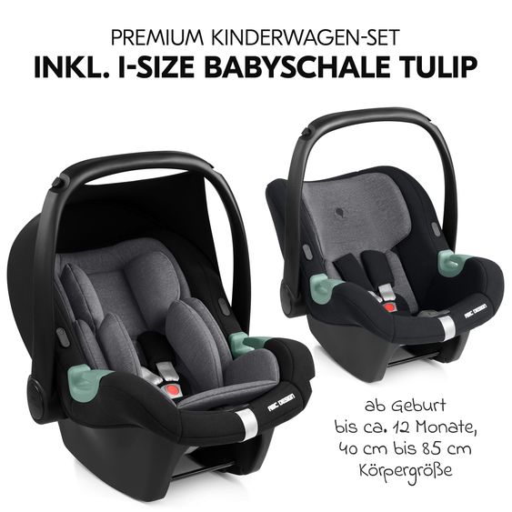 Hauck Set passeggino 3in1 Comfort N Care Trio Set - incl. Seggiolino auto per neonati i-Size Tulip - Nero