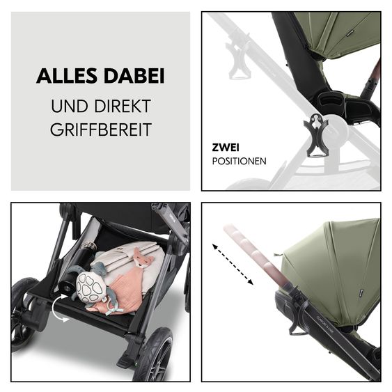 Hauck Set passeggino 3in1 Comfort N Care Trio Set - incl. Seggiolino auto per neonati i-Size Tulip - Oliva