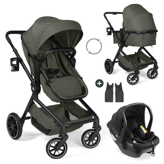 Hauck 3in1 Kinderwagen-Set Convert N Care Trio Set - inkl. i-Size Babyschale Drive N Care - Olive