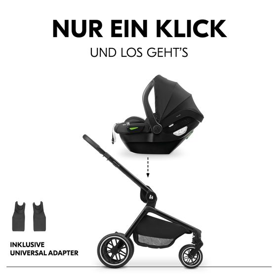 Hauck 3in1 Kinderwagen-Set Move N Care Trio Set - inkl. i-Size Babyschale Drive N Care & XXL Zubehörset - Black