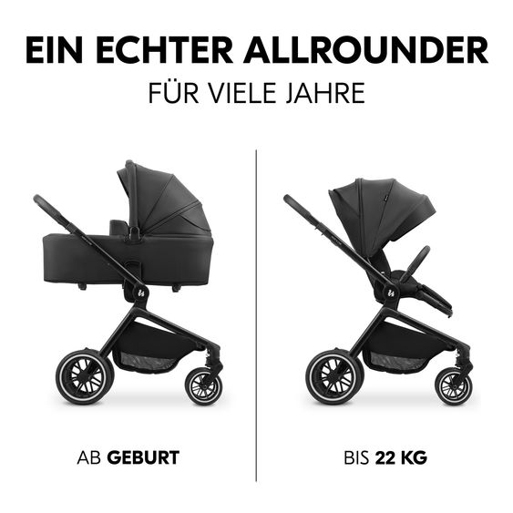Hauck 3in1 Kinderwagen-Set Move N Care Trio Set - inkl. i-Size Babyschale Drive N Care & XXL Zubehörset - Black