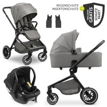 3in1 Kinderwagen-Set Move N Care Trio Set - inkl. i-Size Babyschale Drive N Care & XXL Zubehörset - Dark Grey