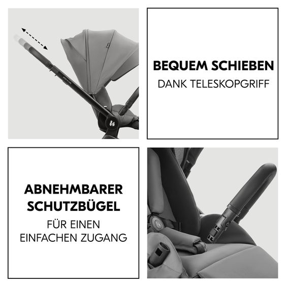 Hauck 3in1 Kinderwagen-Set Move N Care Trio Set - inkl. i-Size Babyschale Drive N Care & XXL Zubehörset - Dark Grey