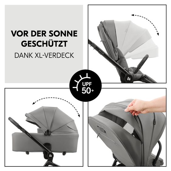 Hauck 3in1 Kinderwagen-Set Move N Care Trio Set - inkl. i-Size Babyschale Drive N Care & XXL Zubehörset - Dark Grey