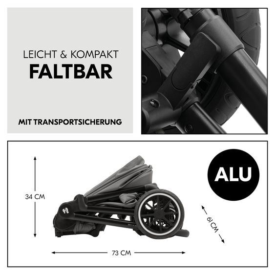 Hauck 3in1 Kinderwagen-Set Move N Care Trio Set - inkl. i-Size Babyschale Drive N Care & XXL Zubehörset - Dark Grey
