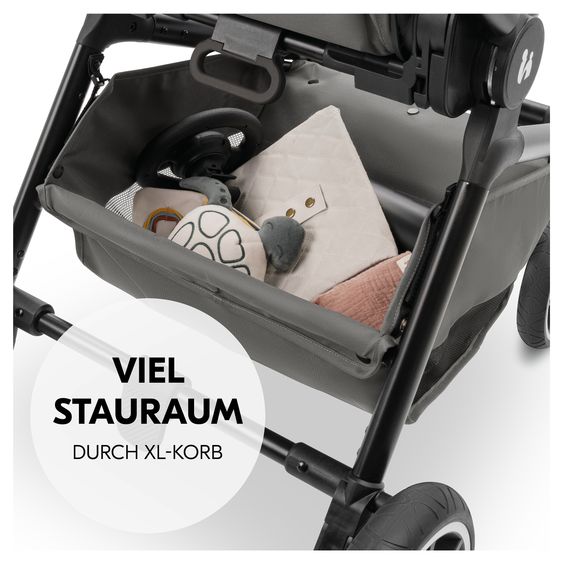 Hauck 3in1 Kinderwagen-Set Move N Care Trio Set - inkl. i-Size Babyschale Drive N Care & XXL Zubehörset - Dark Grey