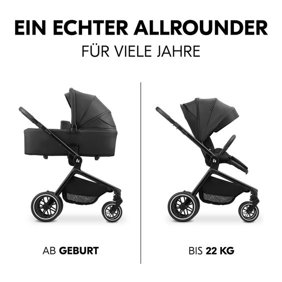 Hauck 3in1 Kinderwagen-Set Move N Care Trio Set - inkl. i-Size Babyschale Tulip & XXL Zubehörset - Black
