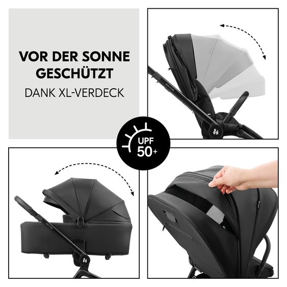 Hauck 3in1 Kinderwagen-Set Move N Care Trio Set - inkl. i-Size Babyschale Tulip & XXL Zubehörset - Black