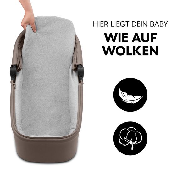 Hauck 3in1 Kinderwagen-Set Move N Care Trio Set - inkl. i-Size Babyschale Tulip & XXL Zubehörset - Mocha