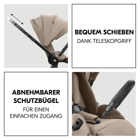 Hauck 3in1 Kinderwagen-Set Move N Care Trio Set - inkl. i-Size Babyschale Tulip & XXL Zubehörset - Mocha