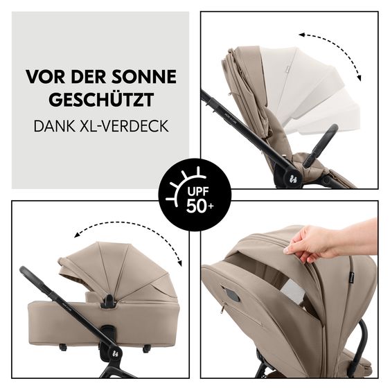 Hauck 3in1 Kinderwagen-Set Move N Care Trio Set - inkl. i-Size Babyschale Tulip & XXL Zubehörset - Mocha