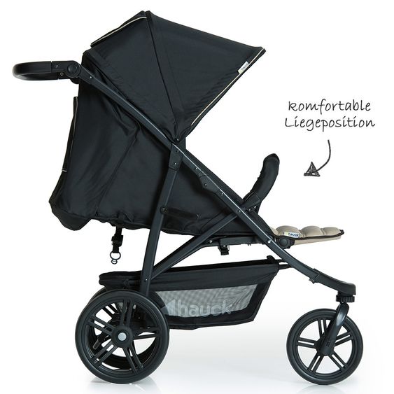 Hauck 3in1 Kinderwagen-Set Rapid 3 (bis 25 kg) inkl. Comfort Fix Babyschale, Regenschutz und Insektenschutz - Caviar Beige