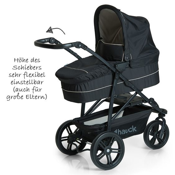 Hauck 3in1 Kinderwagen-Set Rapid 3 (bis 25 kg) inkl. Comfort Fix Babyschale, Regenschutz und Insektenschutz - Caviar Beige
