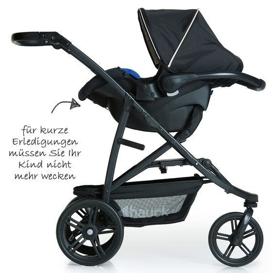 Hauck 3in1 Kinderwagen-Set Rapid 3 (bis 25 kg) inkl. Comfort Fix Babyschale, Regenschutz und Insektenschutz - Caviar Beige