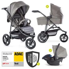 3in1 Pram Set Rapid 3R Plus (up to 25 kg) Comfort Fix Car seat, rain cover and insect protection - Charcoal