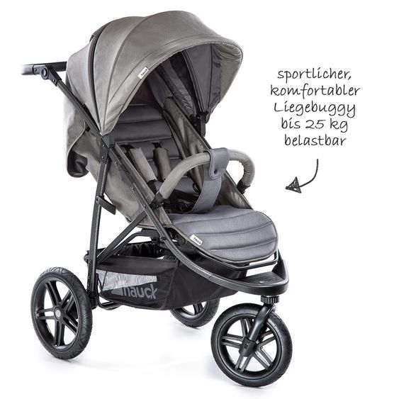Hauck 3in1 Kinderwagen-Set Rapid 3R Plus (bis 25 kg) Comfort Fix Babyschale, Regenschutz und Insektenschutz - Charcoal