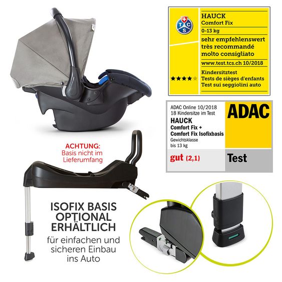 Hauck 3in1 Kinderwagen-Set Rapid 3R Plus (bis 25 kg) Comfort Fix Babyschale, Regenschutz und Insektenschutz - Charcoal
