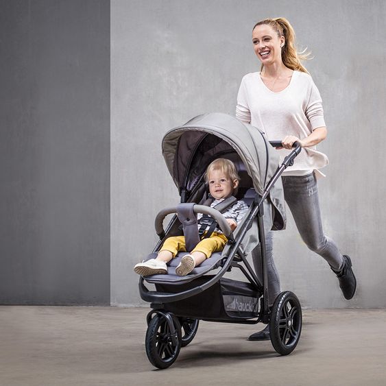 Hauck 3in1 Kinderwagen-Set Rapid 3R Plus (bis 25 kg) Comfort Fix Babyschale, Regenschutz und Insektenschutz - Charcoal