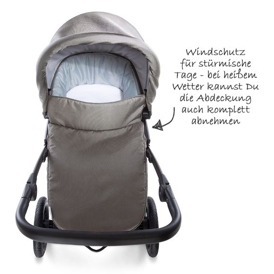 Hauck 3in1 Kinderwagen-Set Rapid 3R Plus (bis 25 kg) Comfort Fix Babyschale, Regenschutz und Insektenschutz - Charcoal